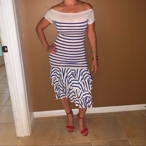 Off the shoulder stripped dress